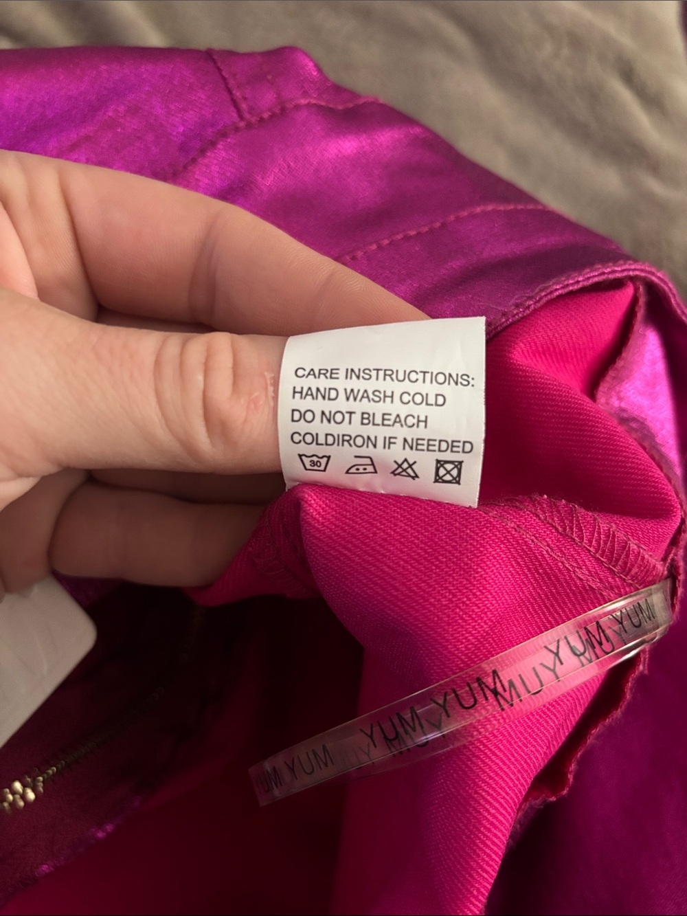 NWT MUY MUY Metallic Fuchsia Pink Cargo Midi Skirt w/ Two Way Zip | Size M - Picture 11 of 11